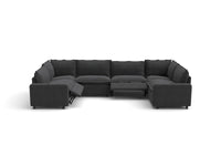 Modular Cero Reclining Sectionals | 6-Piece Grey Linen Large Space U-Shaped Sectionals 6-Seater
