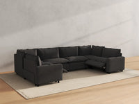 Modular Cero Reclining Sectionals | 6-Piece Grey Linen Large Space U-Shaped Sectionals 6-Seater