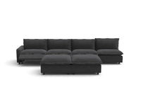 Modular Cero Reclining Sectionals | 6-Piece Grey Linen Open Plan Sofa Sets 4-Seater with 2-Ottomans