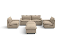 Modular Cero Reclining Sectionals | 6-Piece Khaki Linen Grand Estate U-Shaped Sectionals 4-Seater with 2-Ottomans