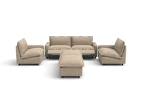 Modular Cero Reclining Sectionals | 6-Piece Khaki Linen Grand Estate U-Shaped Sectionals 4-Seater with 2-Ottomans