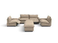 Modular Cero Reclining Sectionals | 6-Piece Khaki Linen Grand Estate U-Shaped Sectionals 4-Seater with 2-Ottomans