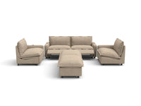 Modular Cero Reclining Sectionals | 6-Piece Khaki Linen Grand Estate U-Shaped Sectionals 4-Seater with 2-Ottomans