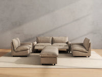 Modular Cero Reclining Sectionals | 6-Piece Khaki Linen Grand Estate U-Shaped Sectionals 4-Seater with 2-Ottomans