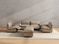 Modular Cero Reclining Sectionals | 6-Piece Khaki Linen Grand Estate U-Shaped Sectionals 4-Seater with 2-Ottomans