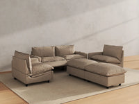 Modular Cero Reclining Sectionals | 6-Piece Khaki Linen Grand Estate U-Shaped Sectionals 4-Seater with 2-Ottomans