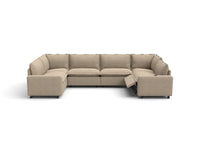 Modular Cero Modern Reclining Sectional | 6-Piece Khaki Linen Grand Estate U-Shaped Sectionals 6-Seater
