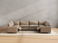 Modular Cero Reclining Sectionals | 6-Piece Khaki Linen Grand Estate U-Shaped Sectionals 6-Seater