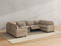 Modular Cero Reclining Sectionals | 6-Piece Khaki Linen Grand Estate U-Shaped Sectionals 6-Seater