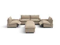 Modular Cero Reclining Sectionals | 6-Piece Khaki Linen Large Space U-Shaped Sectionals 4-Seater with 2-Ottomans