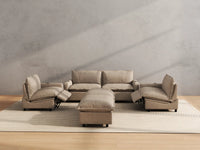 Modular Cero Reclining Sectionals | 6-Piece Khaki Linen Large Space U-Shaped Sectionals 4-Seater with 2-Ottomans