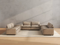 Modular Cero Reclining Sectionals | 6-Piece Khaki Linen Large Space U-Shaped Sectionals 6-Seater