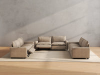 Modular Cero Reclining Sectionals | 6-Piece Khaki Linen Large Space U-Shaped Sectionals 6-Seater