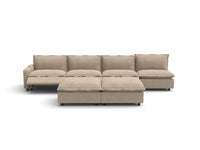 Modular Cero Reclining Sectionals | 6-Piece Khaki Linen Open Plan Sofa Sets 4-Seater with 2-Ottomans