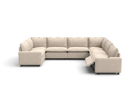 Modular Cero Sectional Reclining Couch | 7-Piece Beige Linen Grand Estate U-Shaped Sectionals 7-Seater