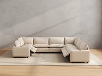 Modular Cero Reclining Sectionals | 7-Piece Beige Linen Grand Estate U-Shaped Sectionals 7-Seater