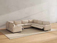 Modular Cero Reclining Sectionals | 7-Piece Beige Linen Grand Estate U-Shaped Sectionals 7-Seater