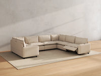 Modular Cero Sectional Reclining Couch | 7-Piece Beige Linen Grand Estate U-Shaped Sectionals 7-Seater
