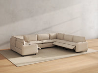 Modular Cero Reclining Sectionals | 7-Piece Beige Linen Grand Estate U-Shaped Sectionals 7-Seater