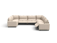 Modular Cero Reclining Sectionals | 7-Piece Beige Linen Grand Estate U-Shaped Sectionals 7-Seater