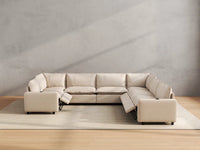 Modular Cero Reclining Sectionals | 7-Piece Beige Linen Large Space U-Shaped Sectionals 7-Seater
