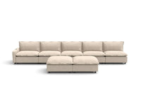 Modular Cero Reclining Sectionals | 7-Piece Beige Linen Open Plan Sofa Sets 5-Seater with 2-Ottomans