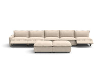 Modular Cero Reclining Sectionals | 7-Piece Beige Linen Open Plan Sofa Sets 5-Seater with 2-Ottomans
