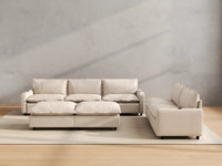 Modular Cero Reclining Sectionals | 7-Piece Beige Linen Open Plan Sofa Sets 5-Seater with 2-Ottomans