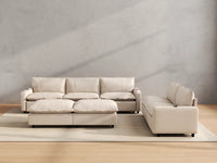 Modular Cero Reclining Sectionals | 7-Piece Beige Linen Open Plan Sofa Sets 5-Seater with 2-Ottomans