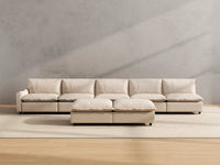Modular Cero Reclining Sectionals | 7-Piece Beige Linen Open Plan Sofa Sets 5-Seater with 2-Ottomans