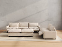 Modular Cero Reclining Sectionals | 7-Piece Beige Linen Open Plan Sofa Sets 5-Seater with 2-Ottomans