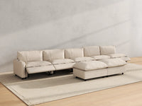 Modular Cero Reclining Sectionals | 7-Piece Beige Linen Open Plan Sofa Sets 5-Seater with 2-Ottomans