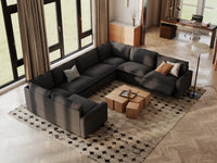Modular Cero Reclining Sectionals | 7-Piece Grey Linen Grand Estate U-Shaped Sectionals 7-Seater