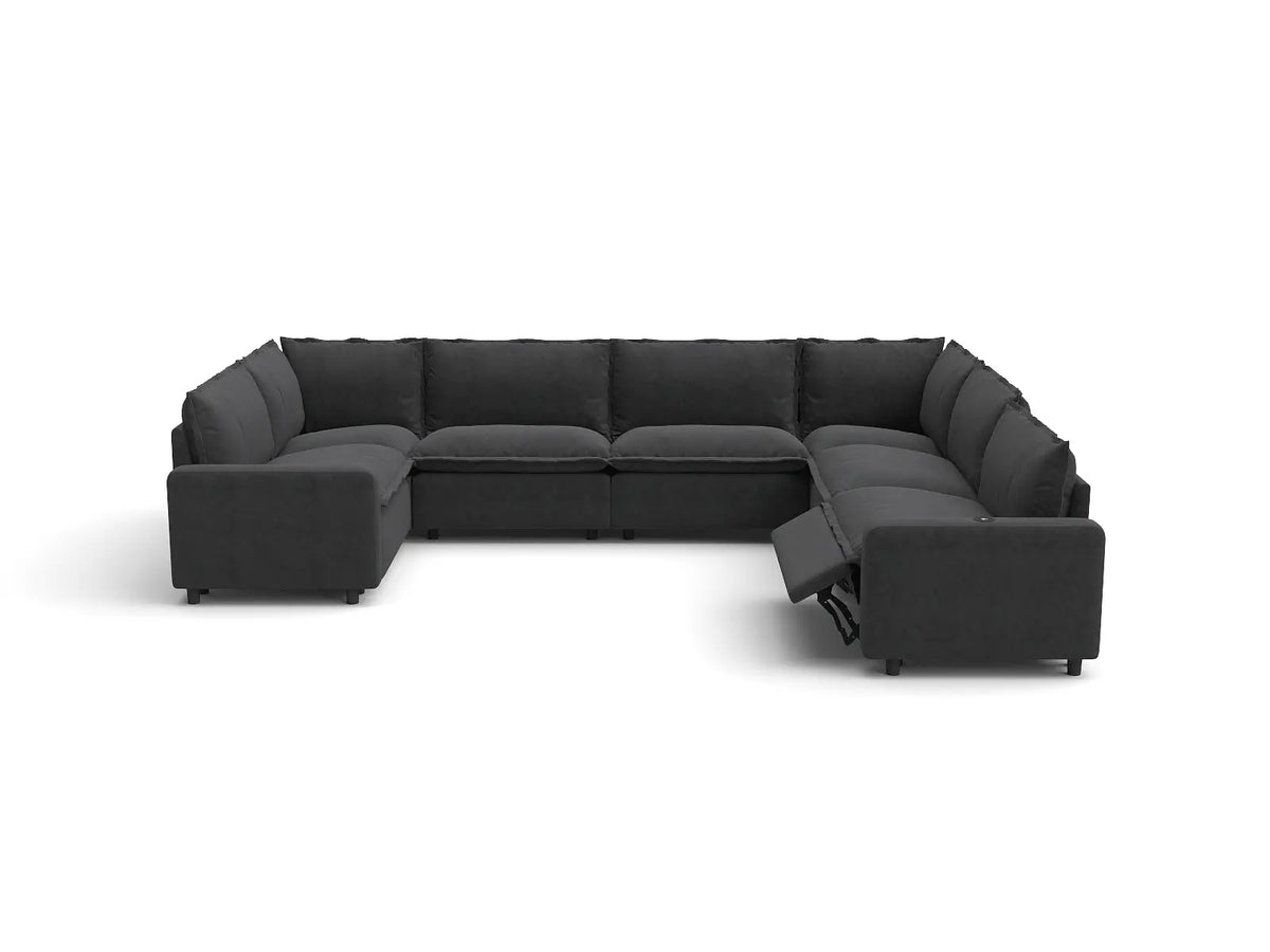 Modular Cero Reclining Sectionals | 7-Piece Grey Linen Grand Estate U-Shaped Sectionals 7-Seater