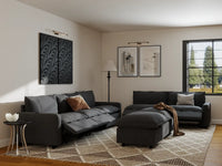 Modular Cero Reclining Sectionals | 7-Piece Grey Linen Large Space Sofa Sets 5-Seater with 2-Ottomans