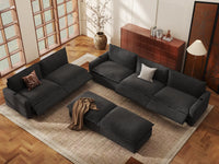 Modular Cero Reclining Sectionals | 7-Piece Grey Linen Large Space Sofa Sets 5-Seater with 2-Ottomans