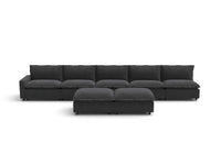 Modular Cero Reclining Sectionals | 7-Piece Grey Linen Large Space Sofa Sets 5-Seater with 2-Ottomans