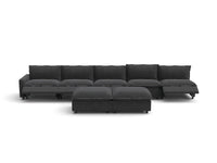 Modular Cero Reclining Sectionals | 7-Piece Grey Linen Large Space Sofa Sets 5-Seater with 2-Ottomans