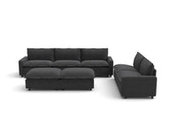 Modular Cero Reclining Sectionals | 7-Piece Grey Linen Large Space Sofa Sets 5-Seater with 2-Ottomans