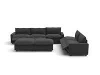 Modular Cero Reclining Sectionals | 7-Piece Grey Linen Large Space Sofa Sets 5-Seater with 2-Ottomans