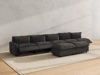 Modular Cero Reclining Sectionals | 7-Piece Grey Linen Large Space Sofa Sets 5-Seater with 2-Ottomans