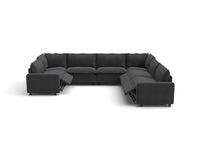 Modular Cero Reclining Sectionals | 7-Piece Grey Linen Large Space U-Shaped Sectionals 7-Seater