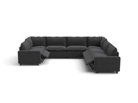 Modular Cero Reclining Sectionals | 7-Piece Grey Linen Large Space U-Shaped Sectionals 7-Seater