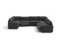 Modular Cero Reclining Sectionals | 7-Piece Grey Linen Large Space U-Shaped Sectionals 7-Seater