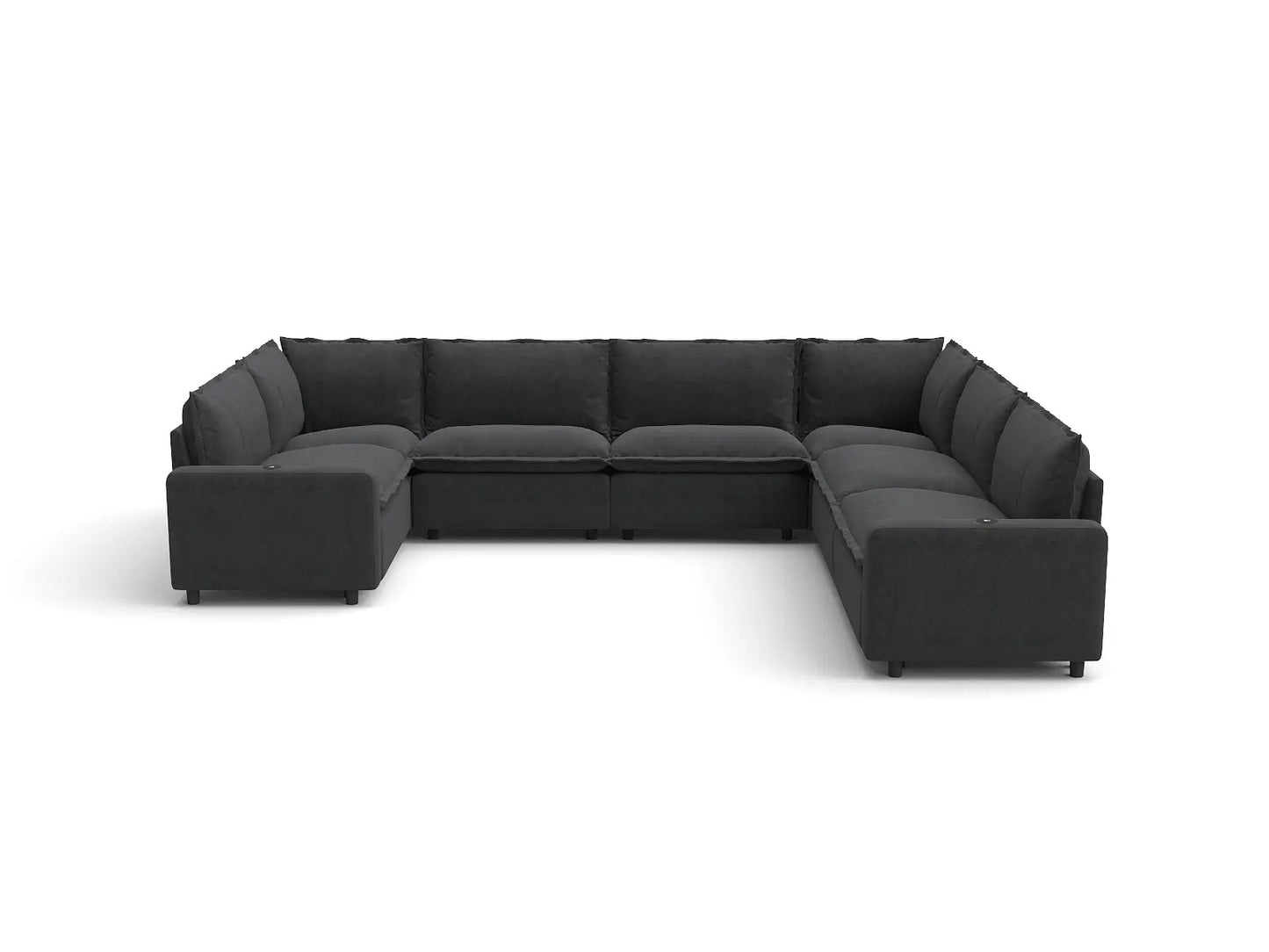 Modular Cero Reclining Sectionals | 7-Piece Grey Linen Large Space U-Shaped Sectionals 7-Seater