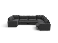 Modular Cero Reclining Sectionals | 7-Piece Grey Linen Large Space U-Shaped Sectionals 7-Seater