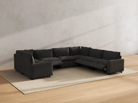 Modular Cero Reclining Sectionals | 7-Piece Grey Linen Large Space U-Shaped Sectionals 7-Seater
