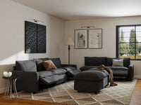 Modular Cero Reclining Sectionals | 7-Piece Grey Linen Open Plan Sofa Sets 5-Seater with 2-Ottomans