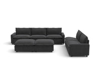 Modular Cero Reclining Sectionals | 7-Piece Grey Linen Open Plan Sofa Sets 5-Seater with 2-Ottomans