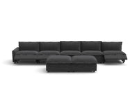 Modular Cero Reclining Sectionals | 7-Piece Grey Linen Open Plan Sofa Sets 5-Seater with 2-Ottomans
